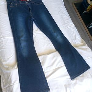 Women flared denim jeans low waist